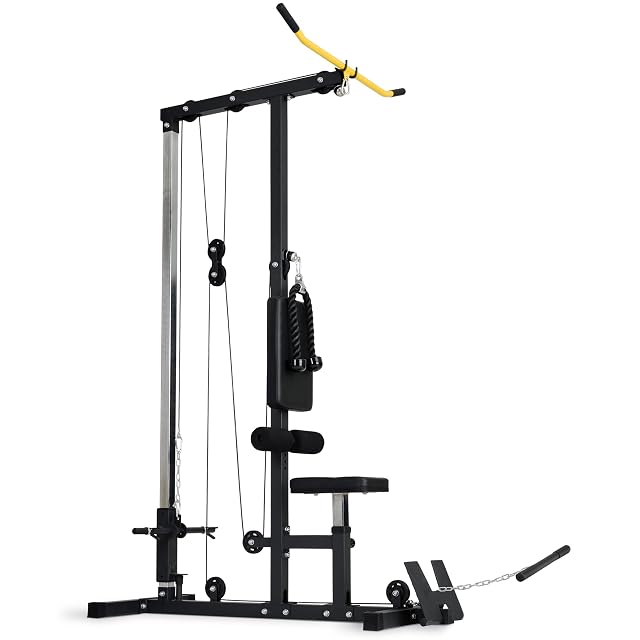 Torre per dorsali Ultrasport con sedile, cuscinetto per le gambe, barra per dorsali e corda per tricipiti