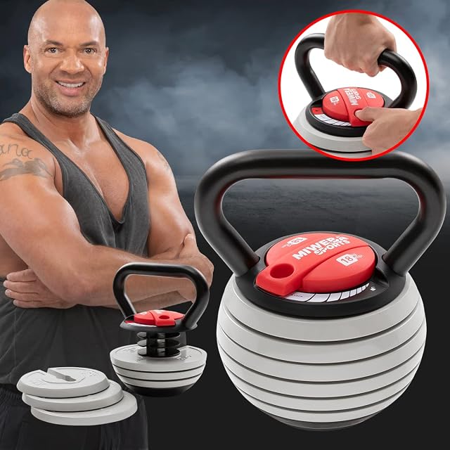 Kettlebell regolabile Miweba Sports KB-300 grigio chiaro con base in gomma
