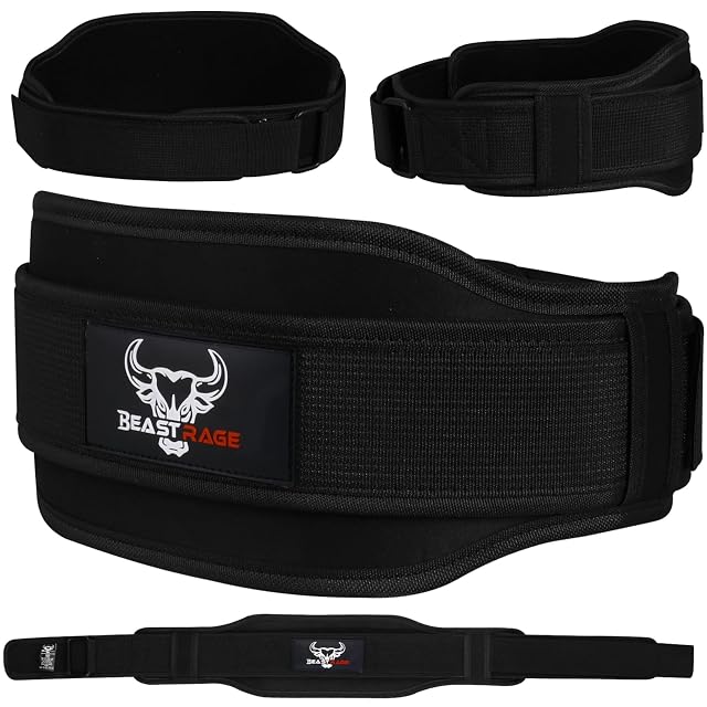 Cintura da sollevamento pesi BEAST RAGE larga e imbottita in neoprene con chiusura a strappo
