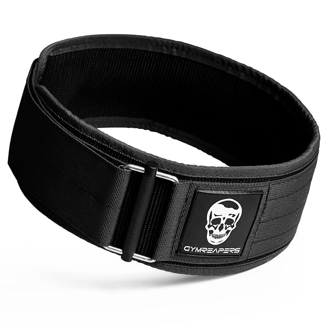 Cintura da sollevamento Gymreapers nera in neoprene con fibbia metallica a sgancio rapido autobloccante