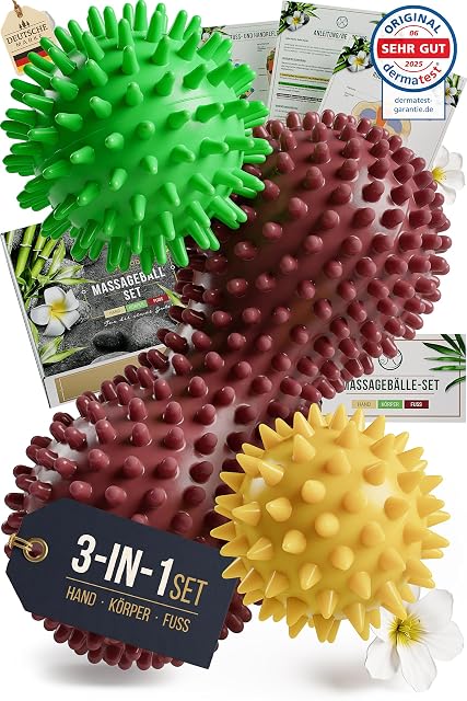 Set HELDSON di tre palline da massaggio a punte compresa una pallina a arachide