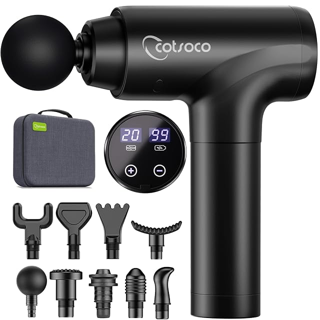 Pistola massaggiante a percussione cotsoco M784 con touchscreen LED e nove testine