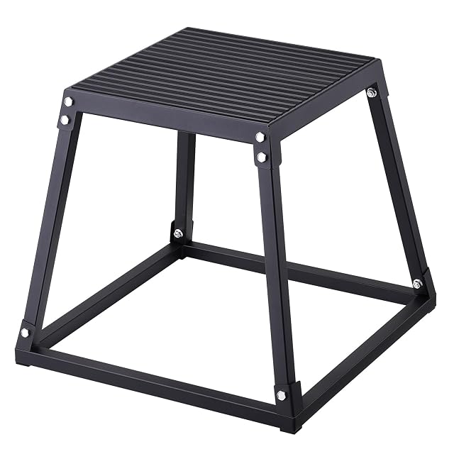 Cassa da salto pliometrico VEVOR in acciaio nero con piano superiore in silicone zigrinato
