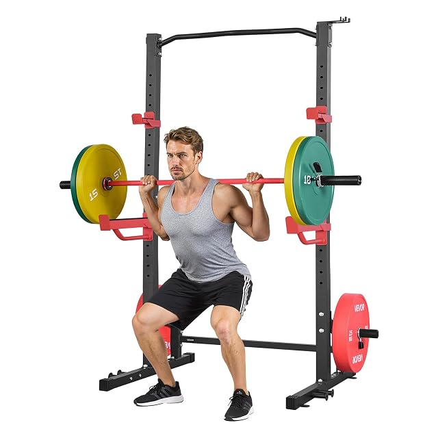Gabbia per squat VEVOR SJ7100F verniciata a polvere con ganci a J, barre di sicurezza e attacchi per elastici
