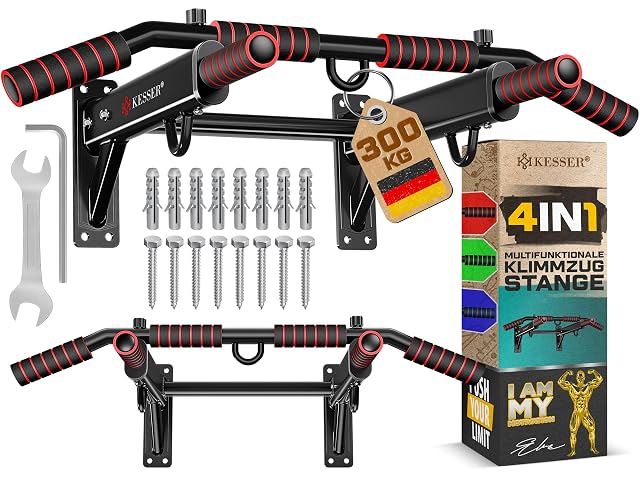 Barra per trazioni da parete KESSER 4 in 1 con impugnature multiple e occhielli di aggancio