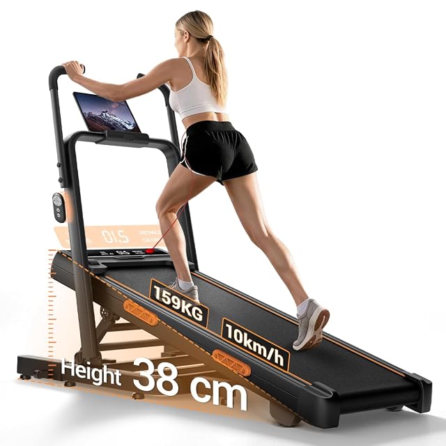 Tapis roulant pieghevole LONTEK con inclinazione ripida e alti maniglioni verticali