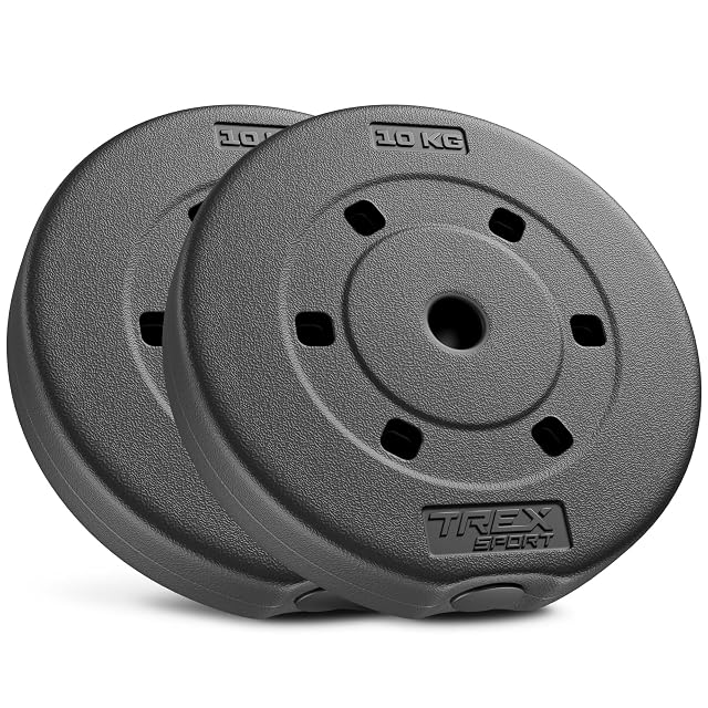 Coppia TREX SPORT di dischi in plastica nera da 10 kg con i bordi smussati