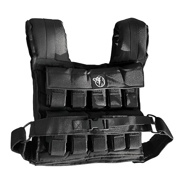 Gilet zavorrato GORILLA SPORTS nero con pesi in ferro removibili e logo ricamato