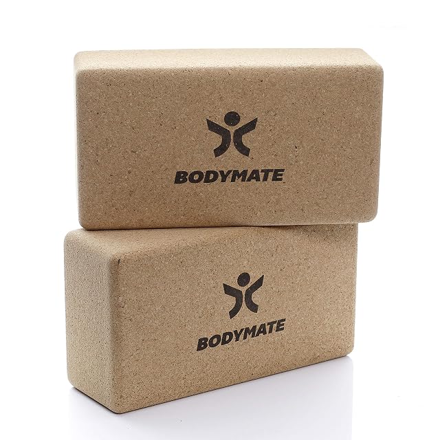 Coppia BODYMATE di blocchi yoga in sughero naturale